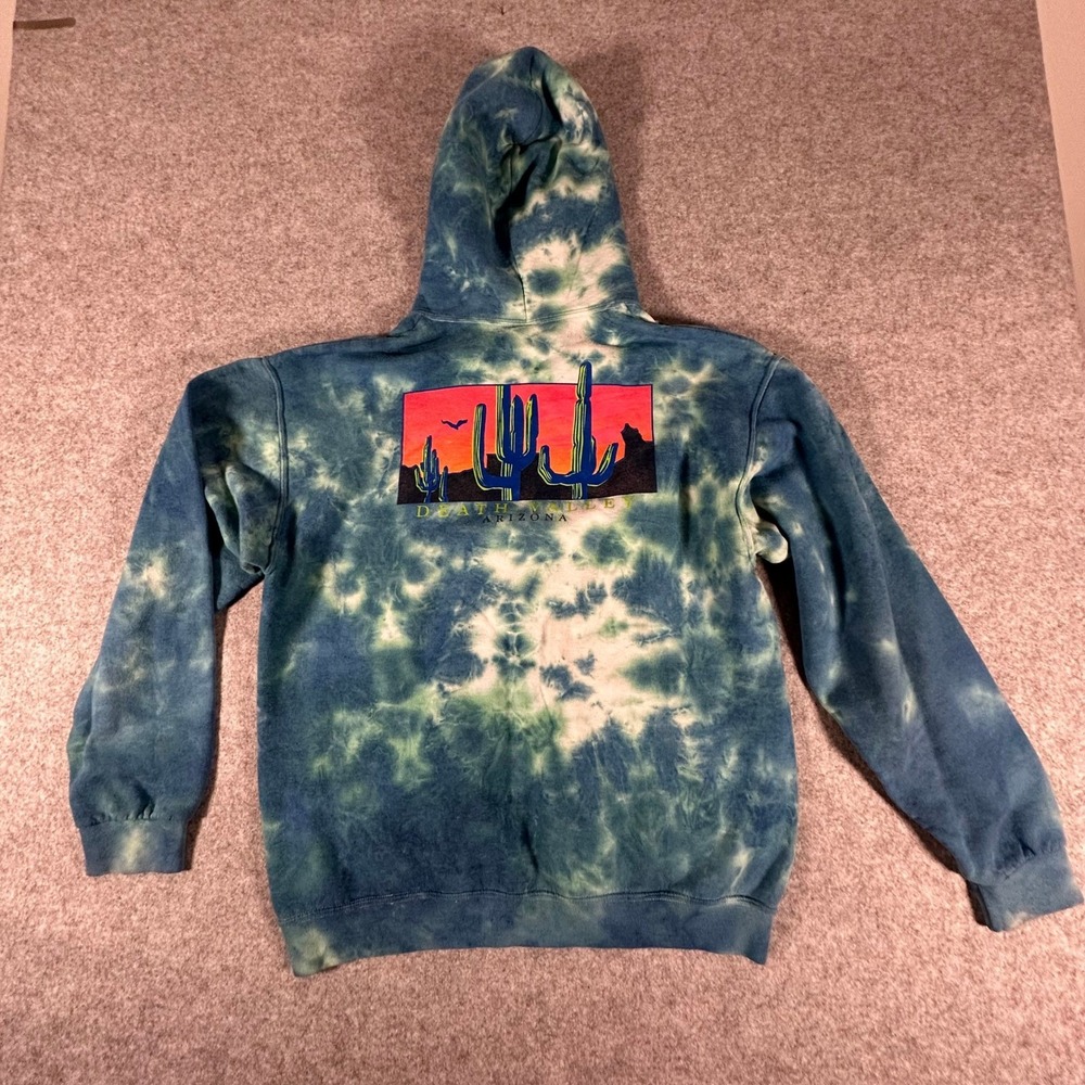 Artist Union Hoodie Mens Large Blue Tie Dye Death Valley Arizona Cactus Graphic